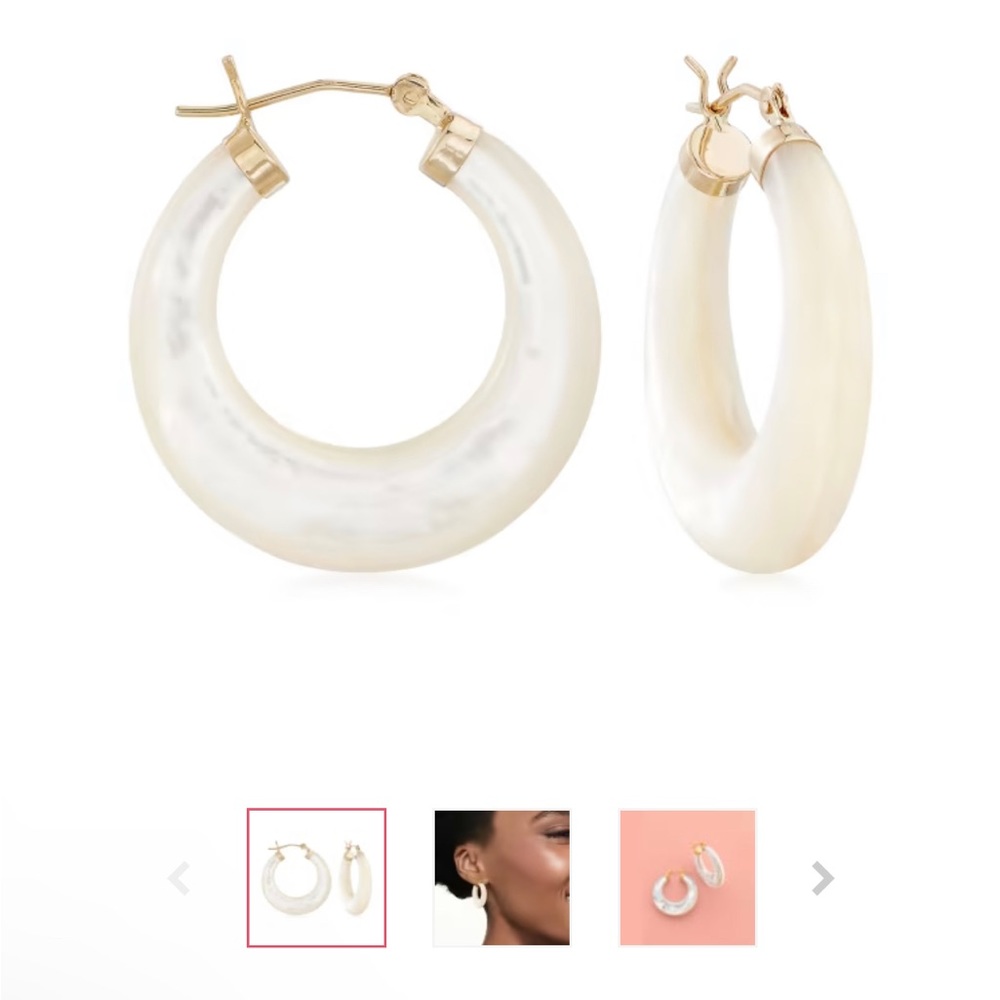 Ross- Simons Mother of Pearl hoop earrings 14k gold